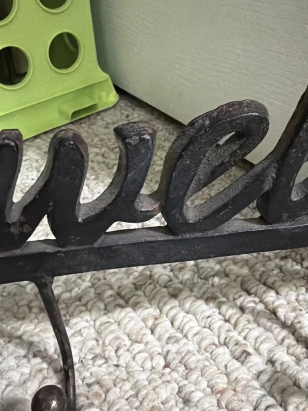 Vintage Cast Iron Welcome 3 Hook Wall Mount Coat Hanger